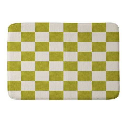 Avenie Modern Craft Chartreuse Checks Memory Foam Bath Mat