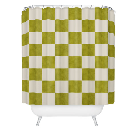 Avenie Modern Craft Chartreuse Checks Shower Curtain