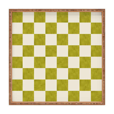 Avenie Modern Craft Chartreuse Checks Square Tray