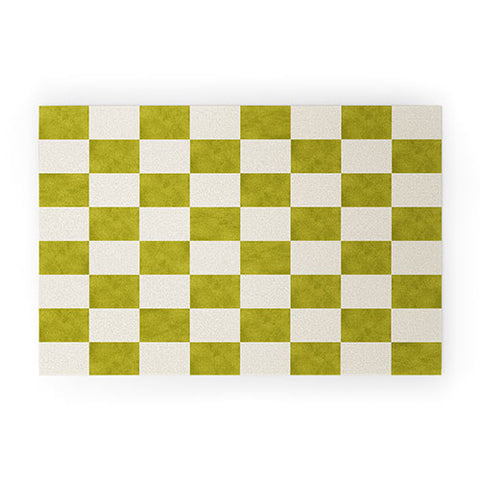 Avenie Modern Craft Chartreuse Checks Welcome Mat