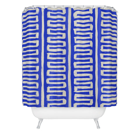 Avenie Modern Craft Greek Key Shower Curtain
