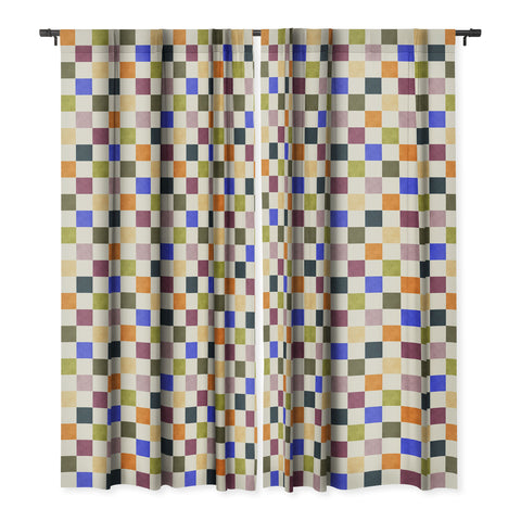 Avenie Modern Craft Harlequin Check Blackout Window Curtain