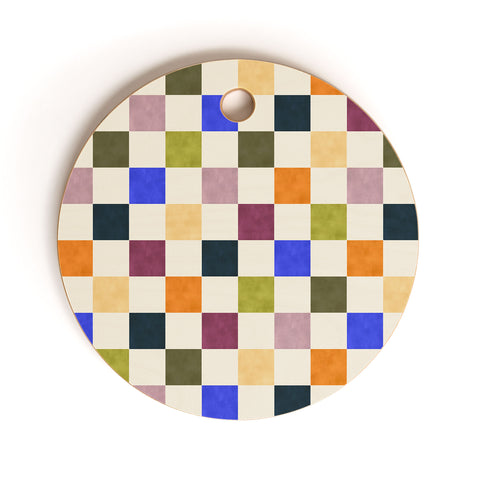Avenie Modern Craft Harlequin Check Cutting Board Round