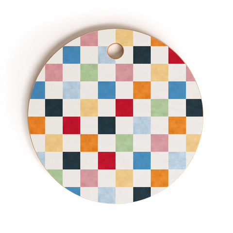 Avenie Modern Craft Harlequin Check I Cutting Board Round