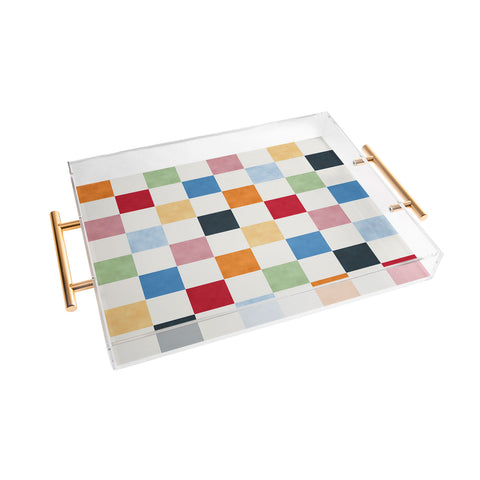 Avenie Modern Craft Harlequin Check I Acrylic Tray