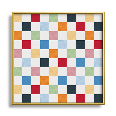Avenie Modern Craft Harlequin Check I Square Metal Framed Art Print