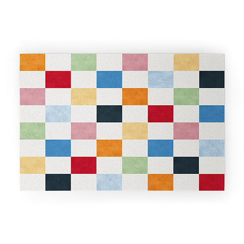 Avenie Modern Craft Harlequin Check I Welcome Mat
