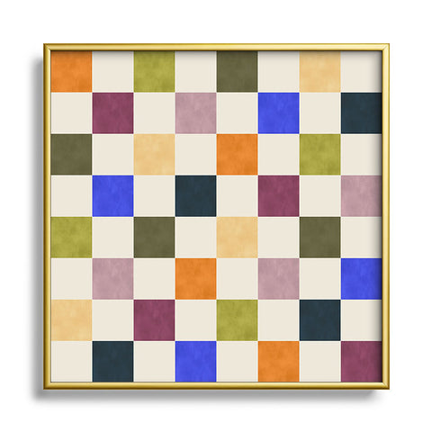 Avenie Modern Craft Harlequin Check Square Metal Framed Art Print