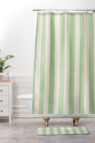 Avenie Modern Craft Spring Stripe II Shower Curtain And Mat