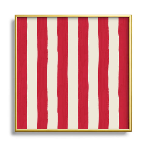 Avenie Modern Craft Spring Stripe Square Metal Framed Art Print