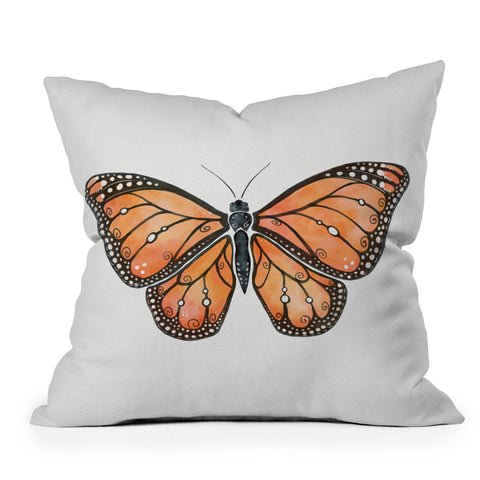 Avenie Monarch Butterfly Orange Outdoor Throw Pillow