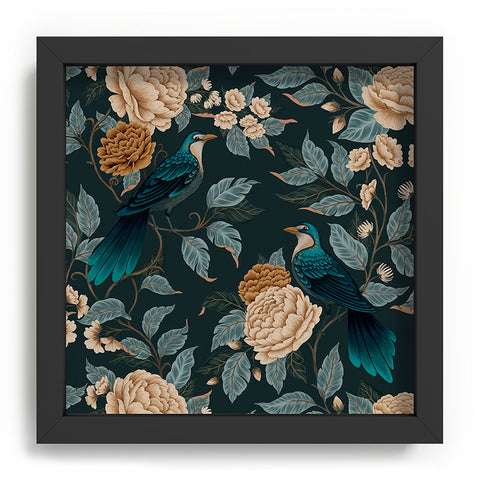 Avenie Moody Blooms Bird Damask Recessed Framing Square