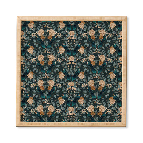 Avenie Moody Blooms Bird Damask Framed Wall Art