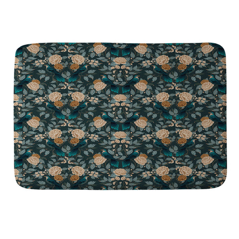 Avenie Moody Blooms Bird Damask Memory Foam Bath Mat