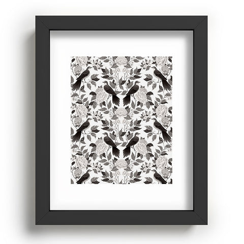 Avenie Moody Blooms Bird Damask BW II Recessed Framing Rectangle