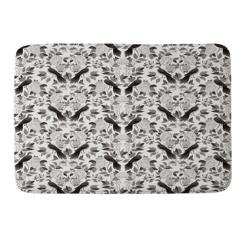 Avenie Moody Blooms Bird Damask BW II Memory Foam Bath Mat