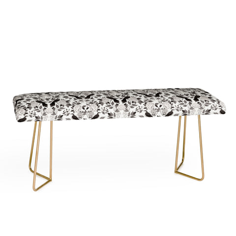 Avenie Moody Blooms Bird Damask BW II Bench