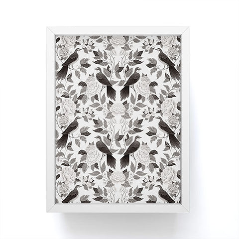 Avenie Moody Blooms Bird Damask BW II Framed Mini Art Print