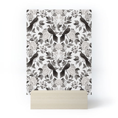 Avenie Moody Blooms Bird Damask BW II Mini Art Print
