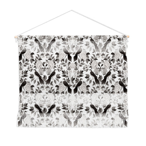 Avenie Moody Blooms Bird Damask BW II Wall Hanging Landscape