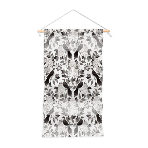 Avenie Moody Blooms Bird Damask BW II Wall Hanging Portrait