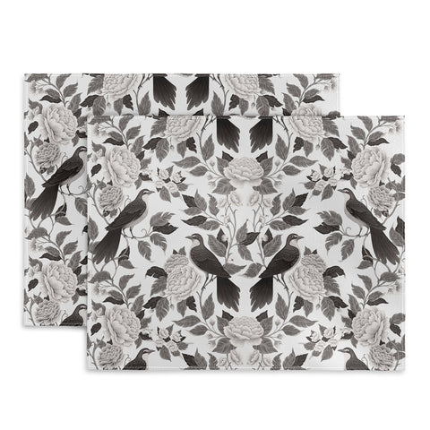 Avenie Moody Blooms Bird Damask BW II Placemat