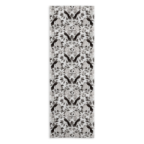 Avenie Moody Blooms Bird Damask BW II Yoga Towel