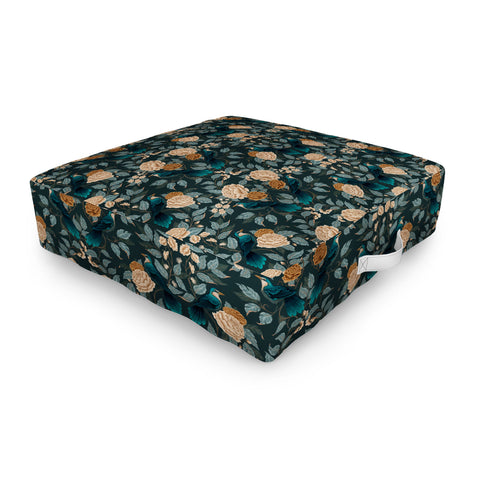 Avenie Moody Blooms Bird Damask Outdoor Floor Cushion