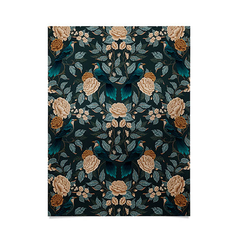 Avenie Moody Blooms Bird Damask Poster