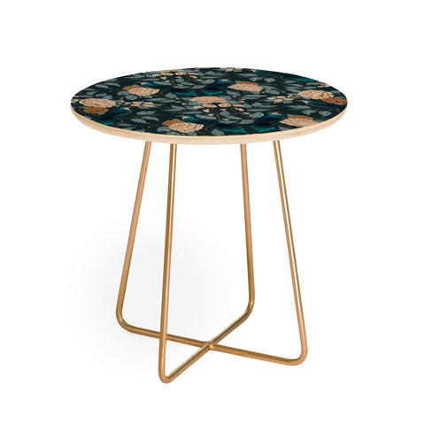 Avenie Moody Blooms Bird Damask Round Side Table