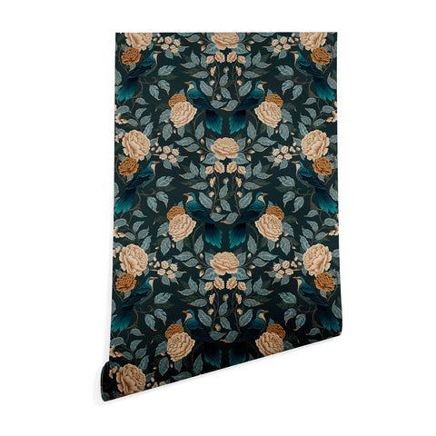 Avenie Moody Blooms Bird Damask Wallpaper