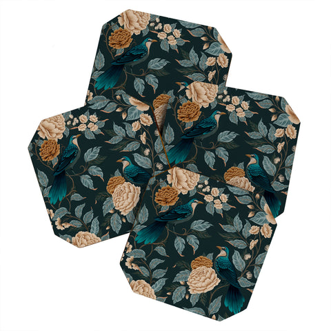Avenie Moody Blooms Bird Song Coaster Set
