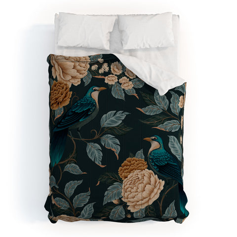 Avenie Moody Blooms Bird Song Comforter