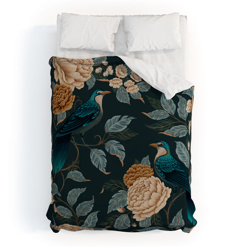 Avenie Moody Blooms Bird Song Duvet Cover