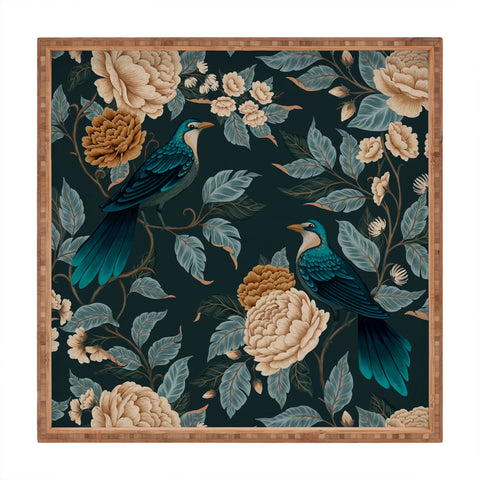 Avenie Moody Blooms Bird Song Square Tray