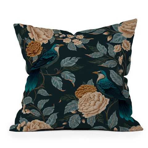 Avenie Moody Blooms Bird Song Throw Pillow