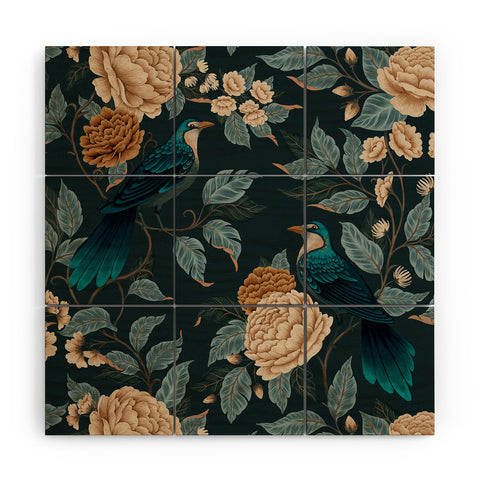 Avenie Moody Blooms Bird Song Wood Wall Mural