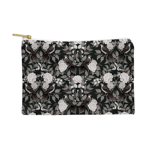 Avenie Moody Blooms Birds Damask BW I Pouch