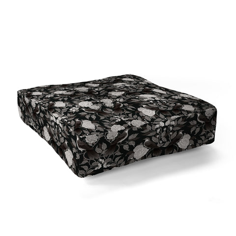 Avenie Moody Blooms Birds Damask BW I Floor Pillow Square