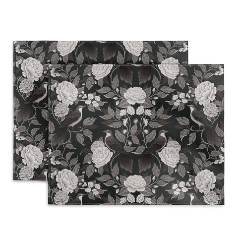 Avenie Moody Blooms Birds Damask BW I Placemat