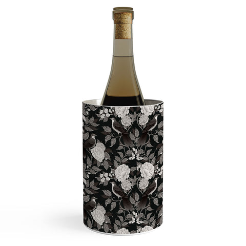 Avenie Moody Blooms Birds Damask BW I Wine Chiller