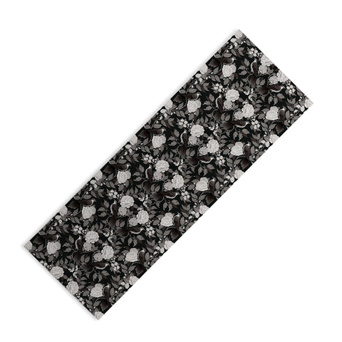 Avenie Moody Blooms Birds Damask BW I Yoga Mat
