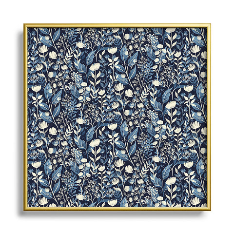 Avenie Moody Blooms Ditsy I Square Metal Framed Art Print