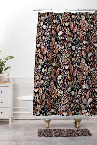 Avenie Moody Blooms Ditsy II Shower Curtain And Mat
