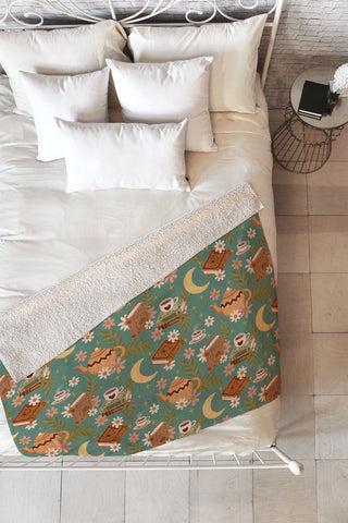 Avenie Moonlit Reading Nook I Fleece Throw Blanket