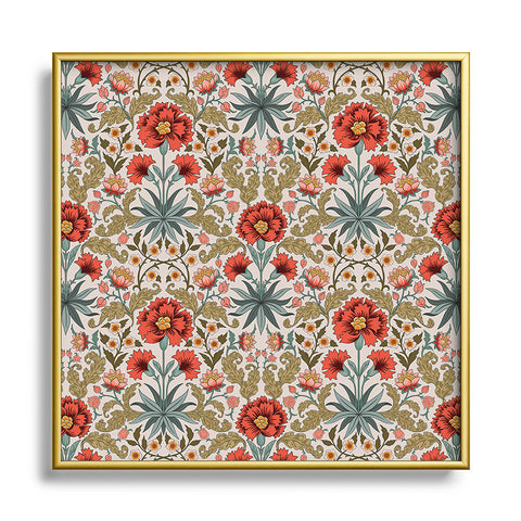 Avenie Morris Inspired Carnation I Square Metal Framed Art Print