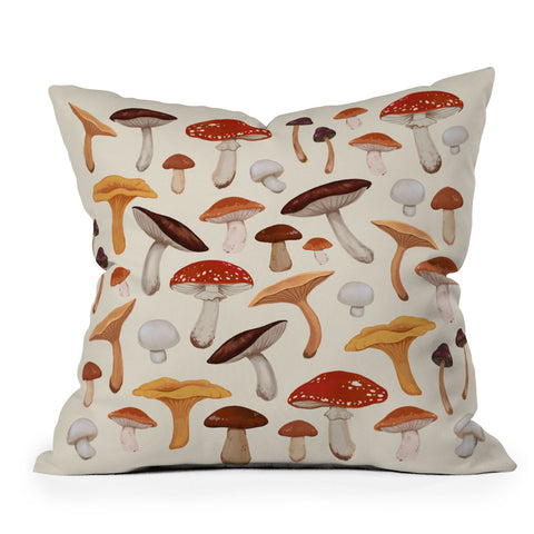Avenie Mushroom Collection Outdoor Throw Pillow