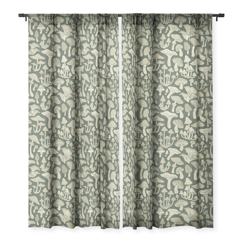 Avenie Mushroom In Black Forest Sheer Window Curtain