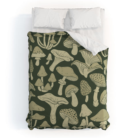Avenie Mushroom In Black Forest Duvet Cover