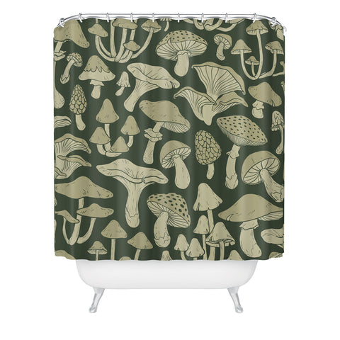Avenie Mushroom In Black Forest Shower Curtain